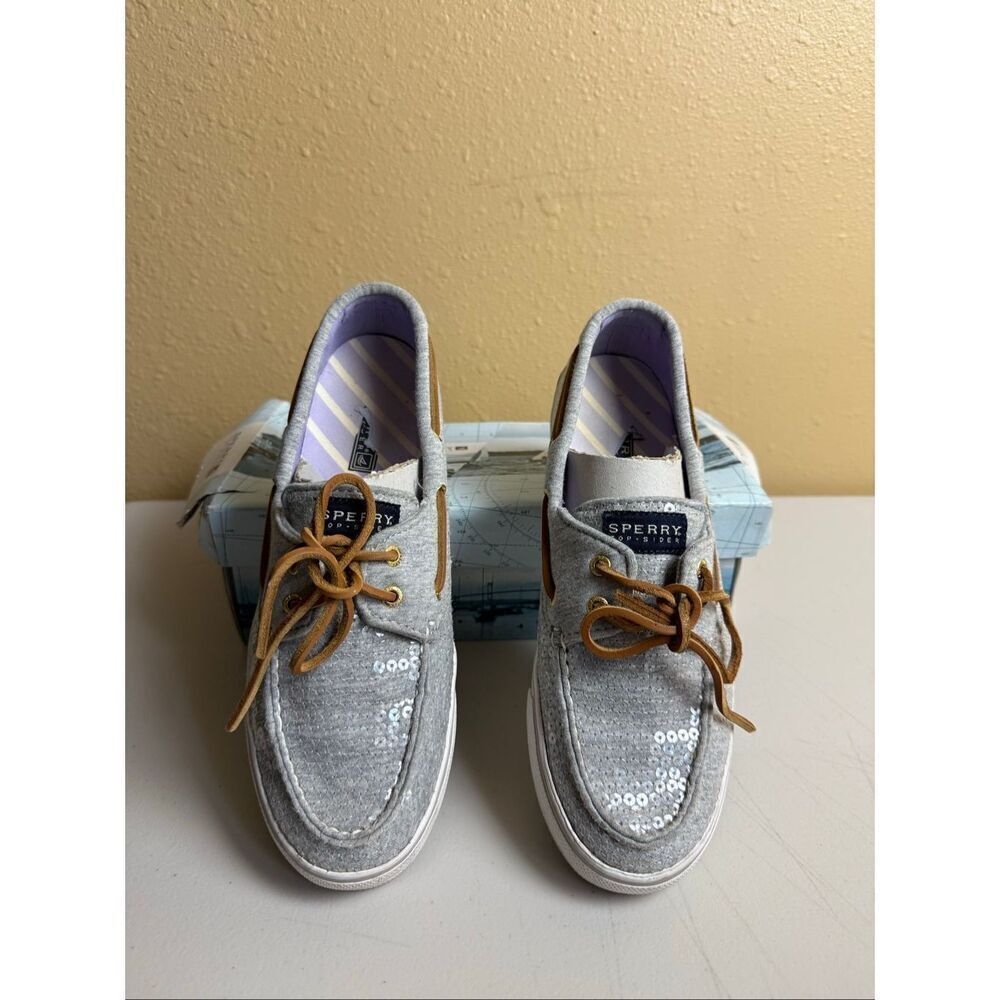 “Sperry Top-Sider Bahama Grey Fleece Sequin Women’s Boat Shoes Size 9M”